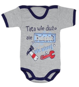 Body niemowlęce z nadrukiem krótki rękaw - tata wie dużo...