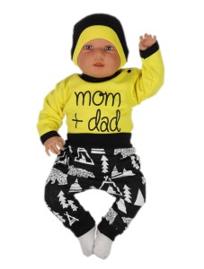 Komplet niemowlęcy wyprawkowy - mum and dad żółty