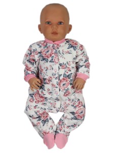 Pajacyk dla niemowlaka śpioszki rozpinane - kwiaty