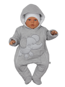 Kombinezon ocieplany niemowlęcy szary - Słonik