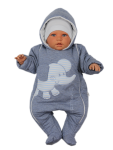 Kombinezon ciepły dla niemowlaka kolor Jeansowy - Słonik 