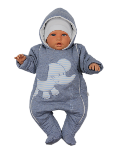 Kombinezon ciepły dla niemowlaka kolor Jeansowy - Słonik 