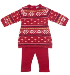 Komplet niemowlęcy sukienki z legginsami z dzianiny w stylu Nordyckim 