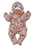 Kombinezon ocieplany niemowlęcy - Różowy w kwiaty