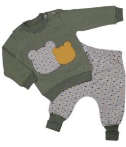 Dresiki niemowlęce bawełniane - Khaki Miś