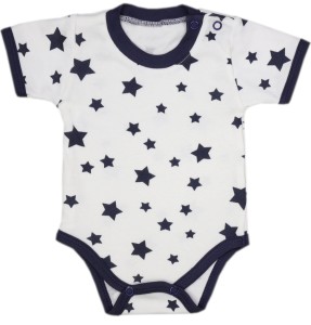 Body z krótkim rękawem - białe w gwiazdki 