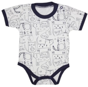 Body krótki rękaw - białe w kotki 