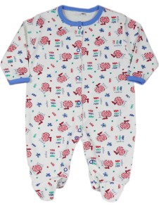 Pajacyk rozpinany - biały w jabłuszka 