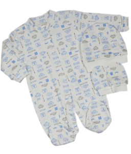 Pajacyk z czapeczką + rękawiczki - samochodziki 