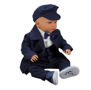 Garnitur niemowlęcy na chrzest dla chłopca - granatowy 