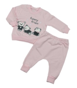 Dresik niemowlęcy dla dziewczynki - różowy w misie 