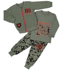 Dres bawełniany 3 częściowy dla chłopca - moro 