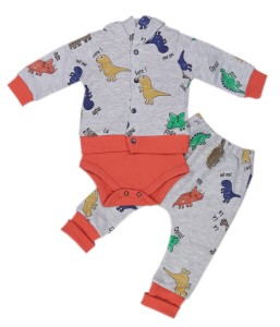 Dresik niemowlęcy 3 częściowy - ceglany w Dinozaury 