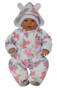 Kombinezon ocieplany bawełniany - różowe kwiatuszki 