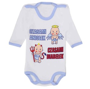 Body długi rękaw z napisem - Czasami aniołek czasami diabełek 