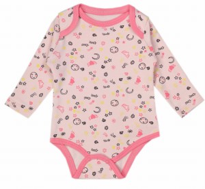 Body niemowlęce długi rękaw - Różowe Gwiazdki 