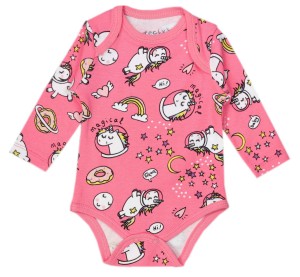 Body długi rękaw różowe - Jednorożce 