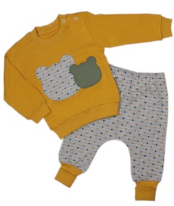 Dresik niemowlęcy bawełniany - Musztardowy Miś