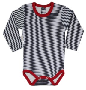 Body z długim rękawem w paski - Granatowe 