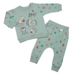 Dresik niemowlęcy 2 częściowy - Leśne zwierzątka miętowy