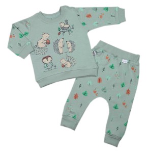 Dresik niemowlęcy 2 częściowy - Leśne zwierzątka miętowy