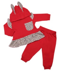 Dres niemowlęcy dla dziewczynki - czerwony z falbanką