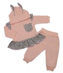 Komplet dresowy dziewczęcy - morelowy z falbanką