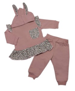 Dresik bawełniany dla dziewczynki - pudrowy róż z falbanką