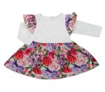 Sukienka niemowlęca z długim rękawem - biała w kwiaty