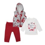 Komplet dziecięcy wiosenny - bordowe kwiaty