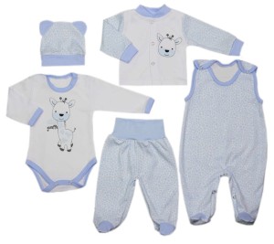Wyprawka dla noworodka 5 częściowa niebieska - Mała Żyrafka