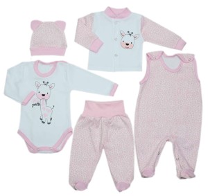 Wyprawka niemowlęca różowe cęntki - Żyrafka