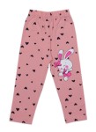 Legginsy dziewczęce bawełniane pudrowe- króliczek