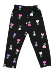 Legginsy dziecięce bawełniane czarne - kwiatuszki15