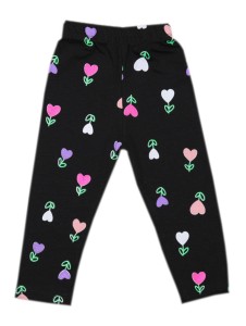 Legginsy dziecięce bawełniane czarne - kwiatuszki15