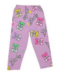 Legginsy z nadrukiem dziewczęce jasny fiolet - misie