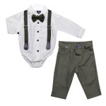 Komplet wizytowy dla chłopca - khaki