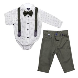 Komplet wizytowy dla chłopca - khaki