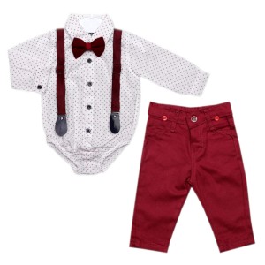 Komplet wizytowy dla chłopca - bordowy