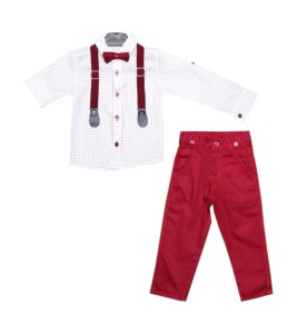 Komplet wizytowy elegancki dla chłopca - bordowy