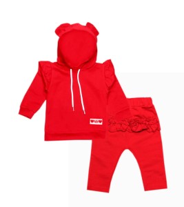 Dres bawełniany z falbanką - Czerwony