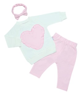 Komplet dresowy + opaska - Różowe Serce