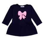 Sukienka z długim rękawem granatowa - Kokardka