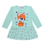 Sukienka bawełniana dziewczęca miętowa - Lisek