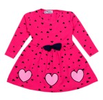 Sukienka dziewczęca bawełniana z długim rękawem amarant - serduszka