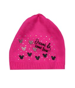 Czapeczka niemowlęca - malinowa