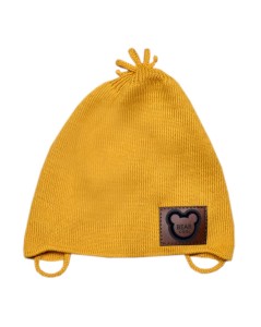 Czapeczka niemowlęca wiązana na wiosnę - musztardowa