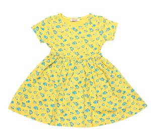 Sukienka dziewczęca bawełniana z krótkim rękawem - żółta