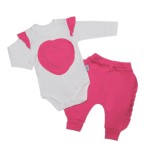 Komplet niemowlęcy dziewczęcy - serduszko różowe