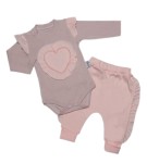 Komplet dziewczęcy niemowlęcy - serduszko morelowe